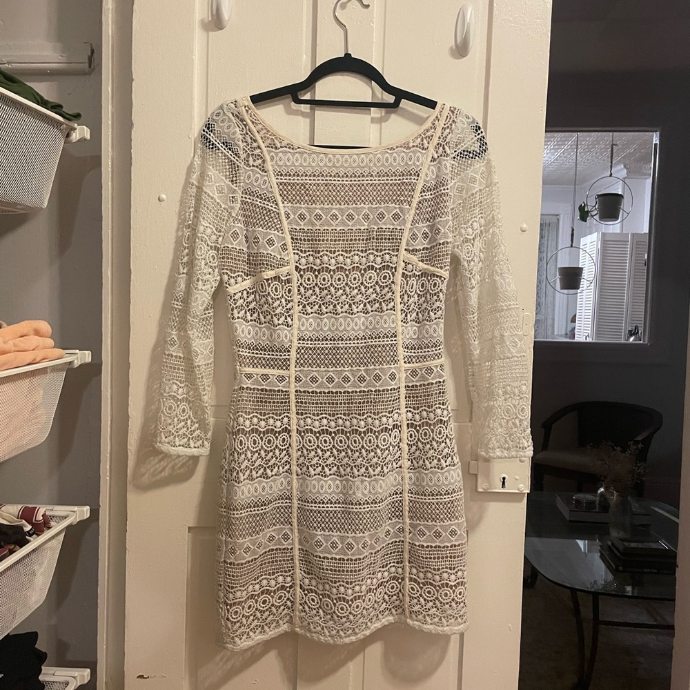 Madison Marcus white lace dress